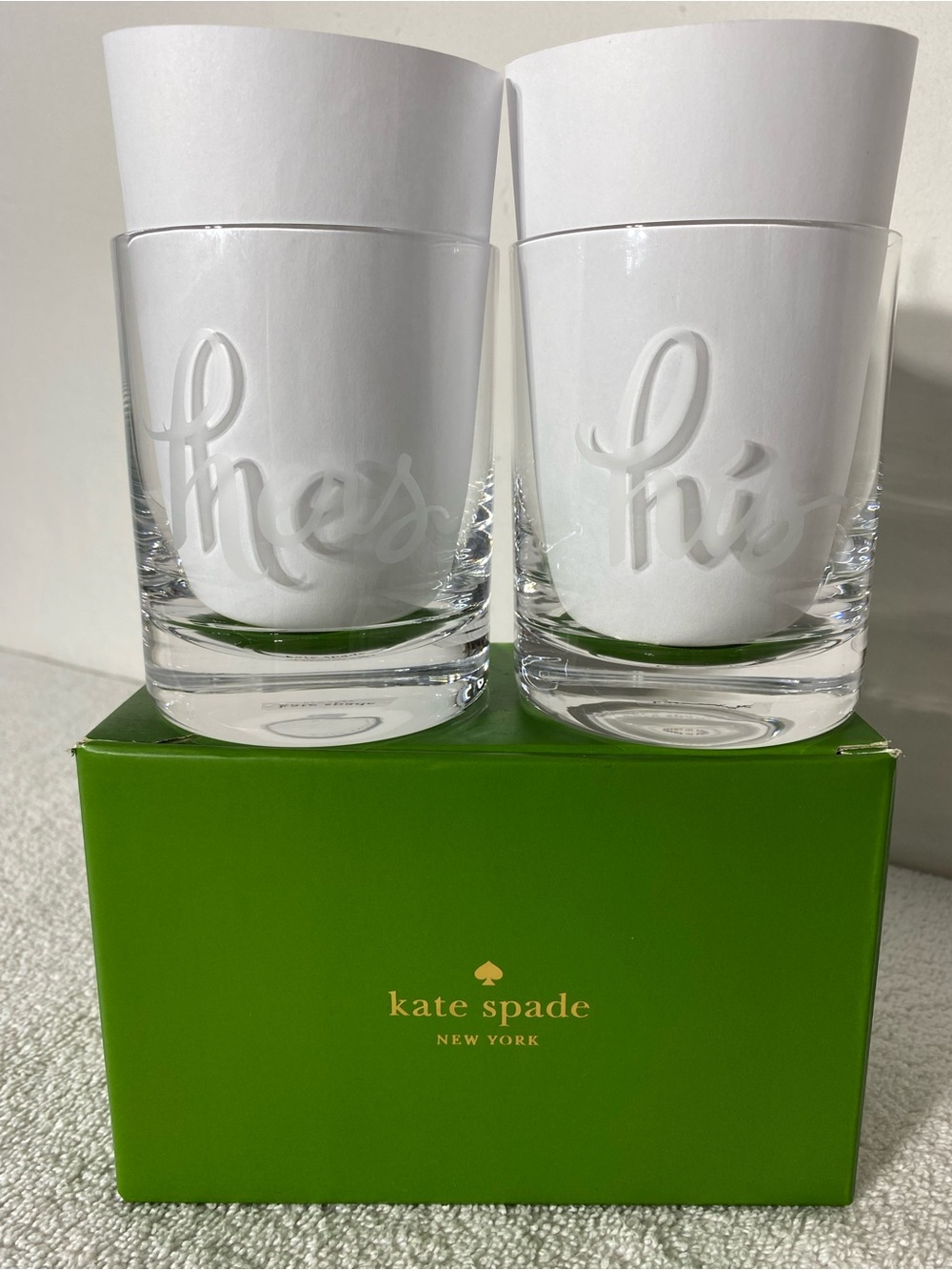 Kate Spade New York "Two of a Kind" His & Hers Highball Glasses Set 2Pc